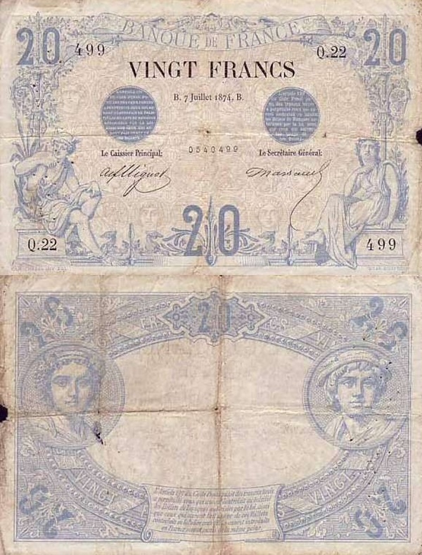 1874-1913 Issues - 20 Francs