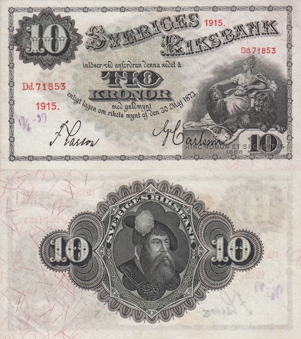 1906-1917 Issue - 10 Kronor