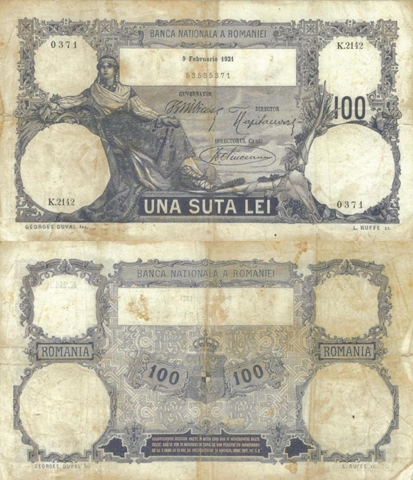 1910-1929 Issue - 100 Lei