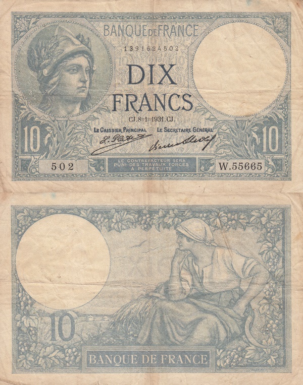 1916-1937 Issue - 10 Francs