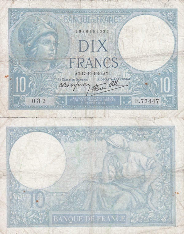 1939-1942 Issue - 10 Francs