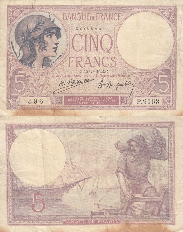 Emisiunea 1917-1933 - 5 Franci