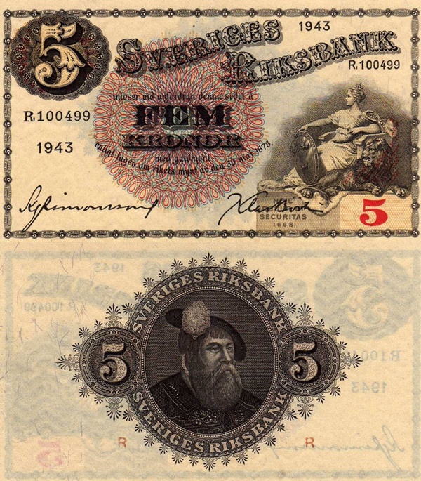 1918-1952 Issue - 5 Kronor