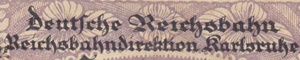 1923 Issue - German State Railroad (Deutsche Reichsbahn) - Reichsbahandirektion - Karlsruhe