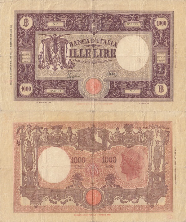 Emisiunea 1926-1932; 1942-1943 - 1000 Lire