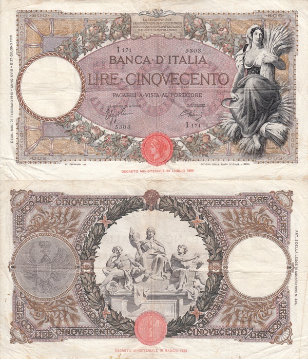 1926-1942 Issue - 500 Lire (Banca d'Italia)