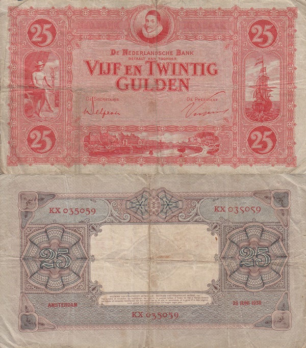 1929-1930 Issue - 25 Gulden