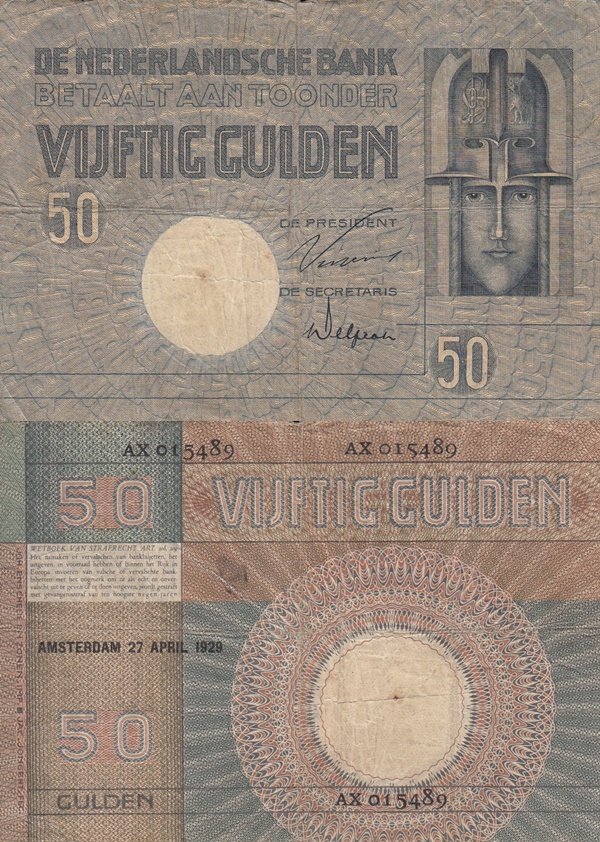 1929-1931 Issue - 50 Gulden