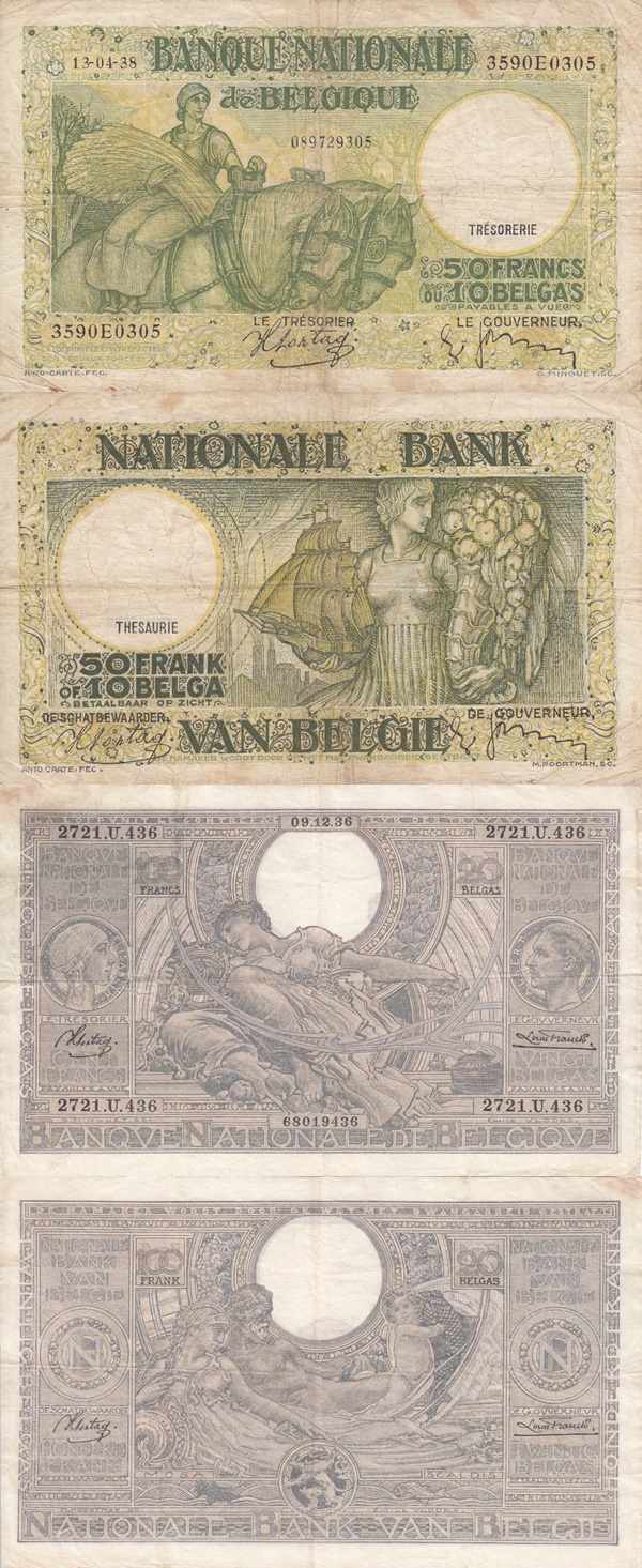 Emisiunea 1933-1947 (1 Franc/Frank = 0.2 Belgas/Belga)