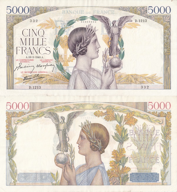 Emisiunile 1934-1944 - 5000 Franci