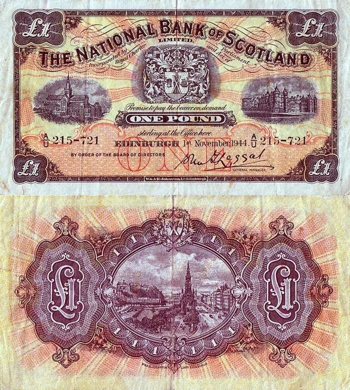 1934-1959 Issue - 1 Pound -  National Bank of Scotland Ltd.