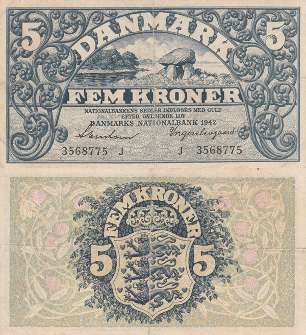 1937-1943 Issue - 5 Kroner