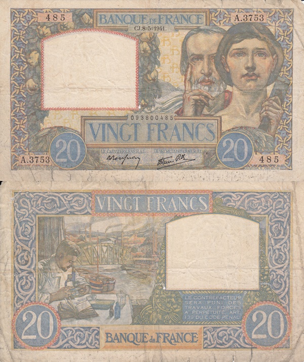 1939-1942 Issue - 20 Francs