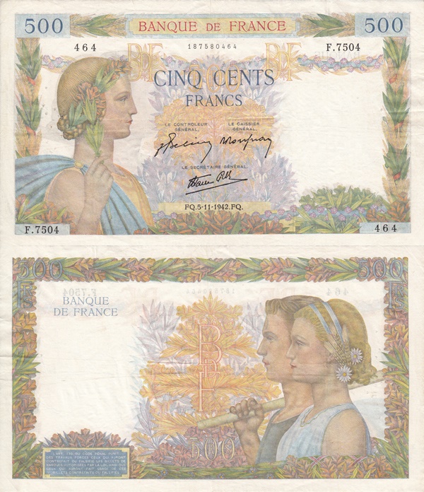 Emisiunea 1940-1945 - 500 Franci