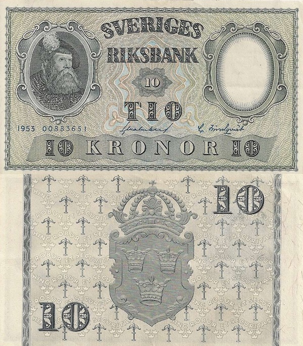 1953-1962 Issue - 10 Kronor