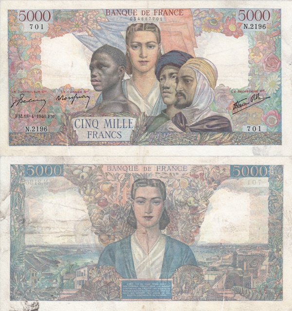 1942-1947 Issue - 5000 Francs