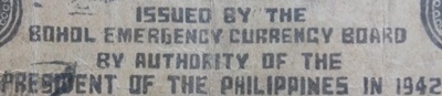 1942 Emergency Issue - Bohol Emergency Currency Board