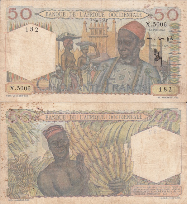 1944-1954 Issue - 50 Francs (Banque de l'Afrique Occidentale)