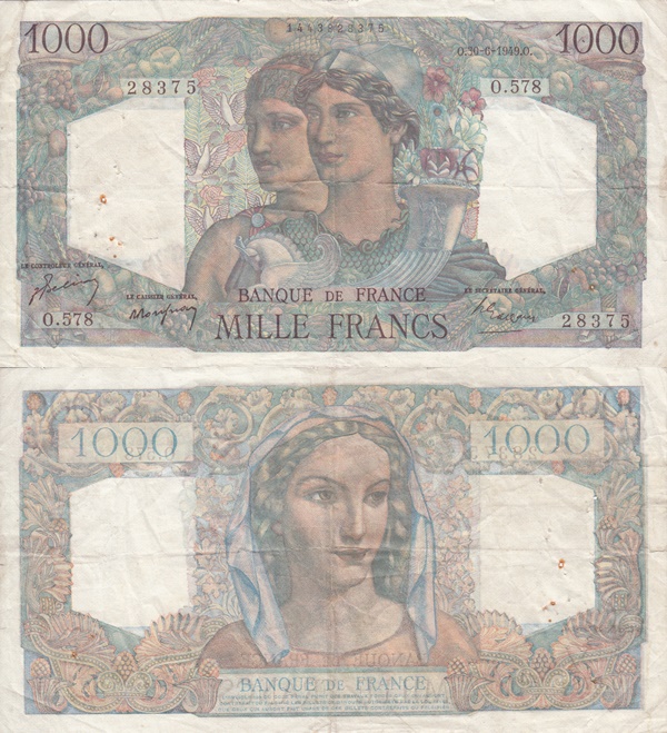 1945-1950 Issue - 1000 Francs