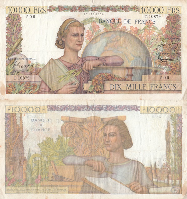 1945-1956 Issue - 10,000 Francs