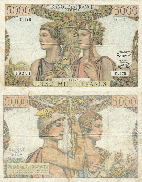 1949-1957 Issue - 5000 Francs