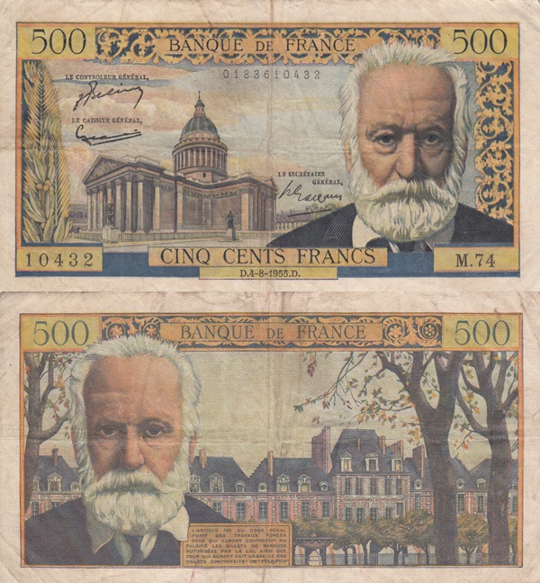 1954-1958 Issue - 500 Francs