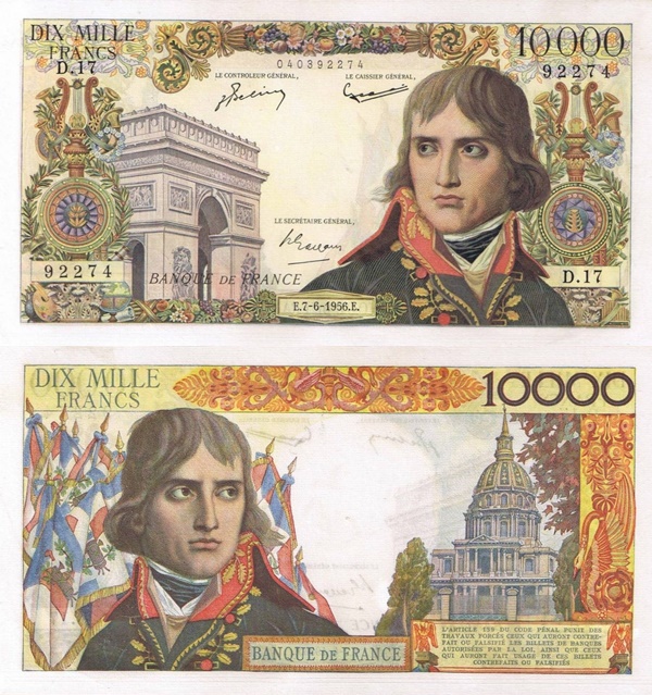 1955-1958 Issue - 10 000 Francs