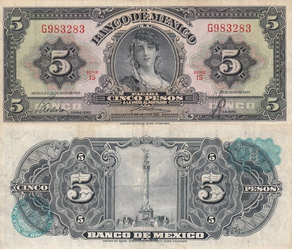 Emisiunea 1957-1970 - 5 Pesos