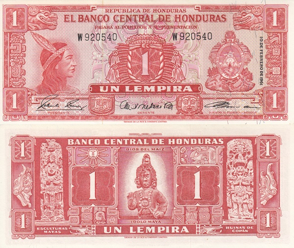 Emisiunea 1961; 1965 - 1 Lempira