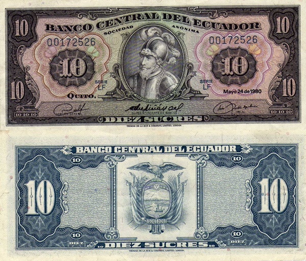 1968, 1971, 1980, 1982, 1983 Issue - 10 Sucres