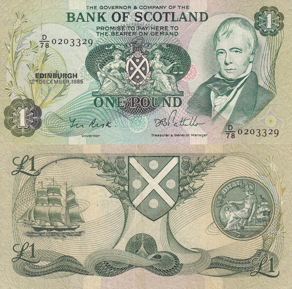 Emisiunea 1970-1988 - Bank of Scotland - 1 Pound