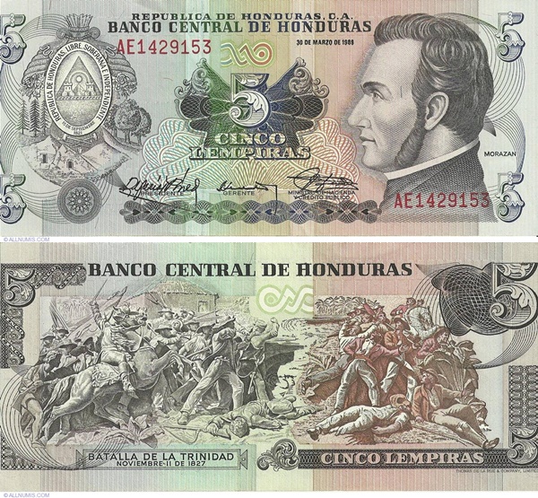 1978-1994 Issue - 5 Lempiras