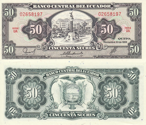 1950-1982; 1984; 1988 Issue - 50 Sucres