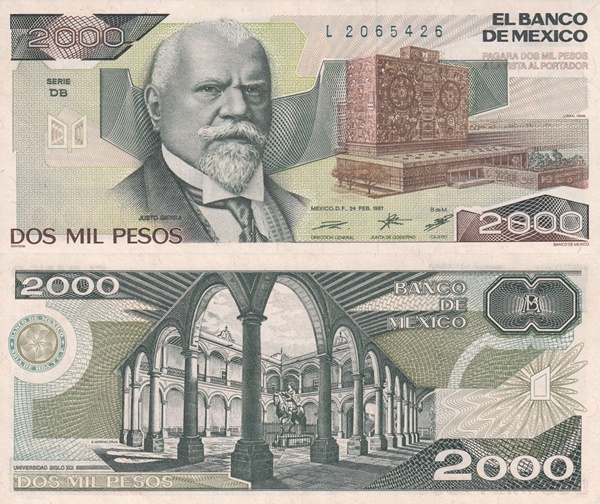 1985-1989 Issue - 2000 Pesos