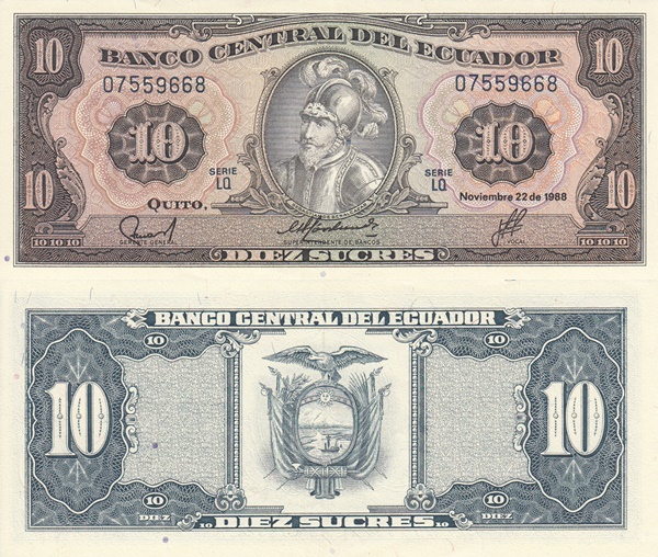 1986, 1988 Issue - 10 Sucres