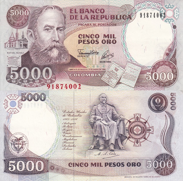 Emisiunea 1987-1993 - 5000 Pesos Oro