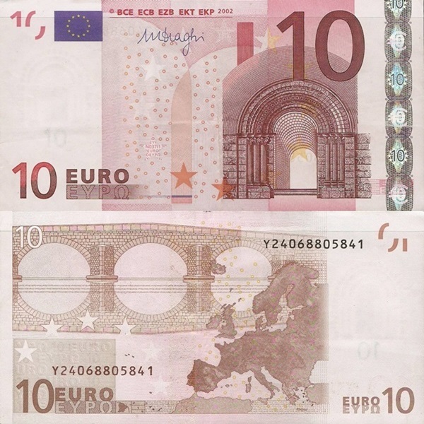 Emisiunea 2002 - 10 Euro (Semnătură Mario Draghi)