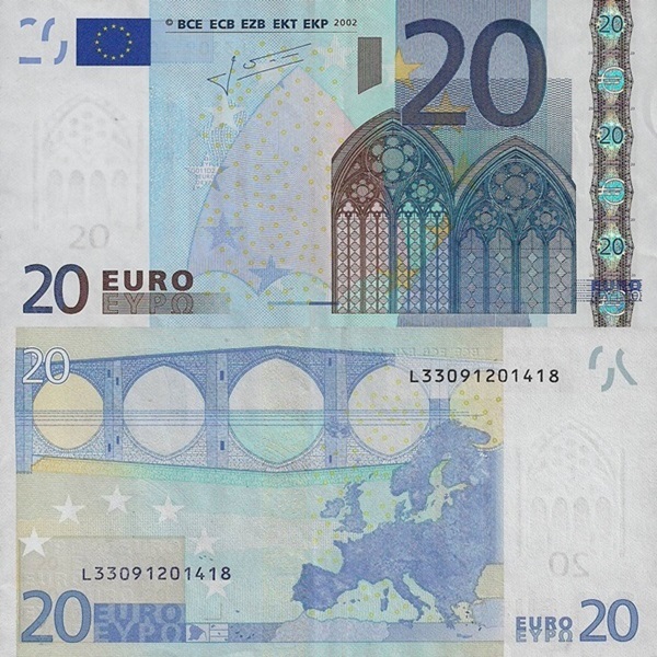 Emisiunea 2002 - 20 Euro (Semnătură  Jean-Claude Trichet)