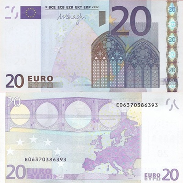 Emisiunea 2002 - 20 Euro (Semnătură  Mario Draghi)