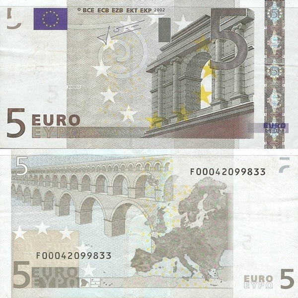 Emisiunea 2002 - 5 Euro (Semnătură Jean-Claude Trichet )