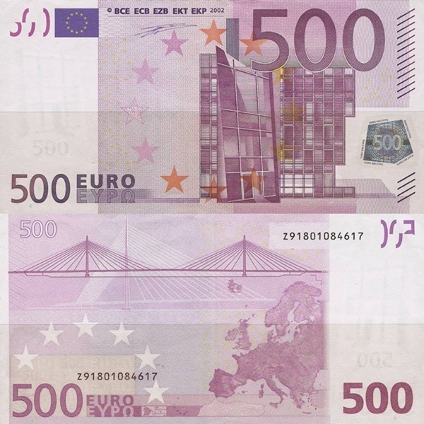 Emisiunea 2002 - 500 Euro (Semnătură Willem F. Duisenberg)