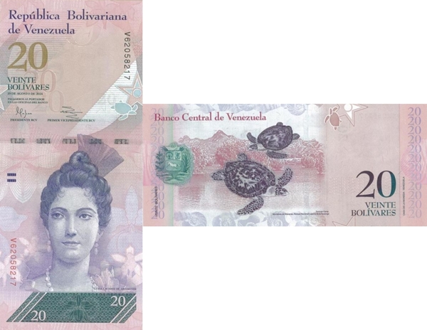 Emisiunea 2007-2014 - 20 Bolivares