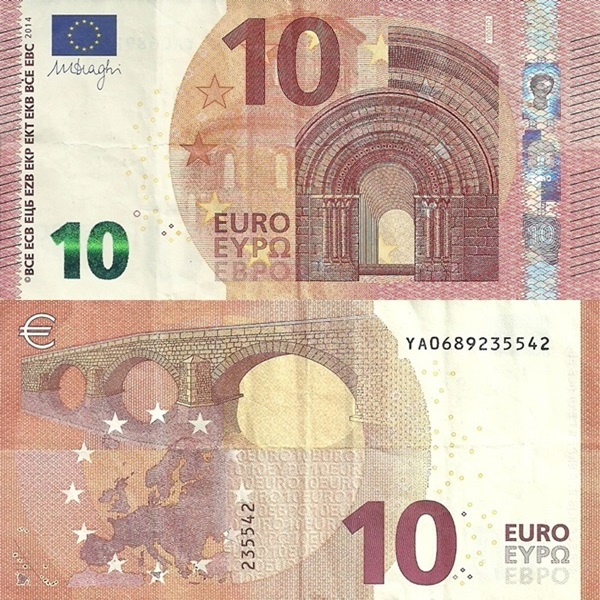 Emisiunea 2014 - 10 Euro (Semnătură Mario Draghi)