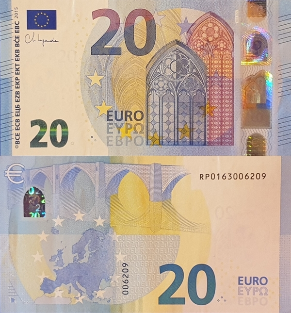 Emisiunea 2015 (2020) - 20 Euro (Semnătură Christine Lagarde)