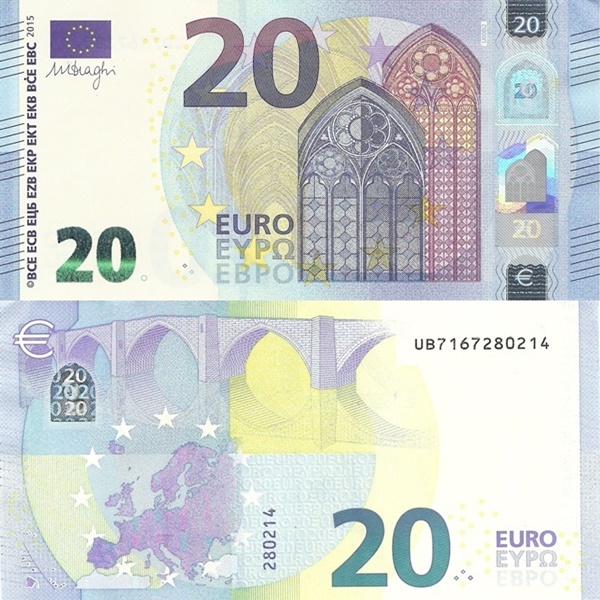 Emisiunea 2015 - 20 Euro (Semnătură Mario Draghi)