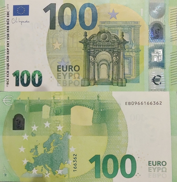 Emisiunea 2019 - 100 Euro (Semnătură Christine Lagarde)