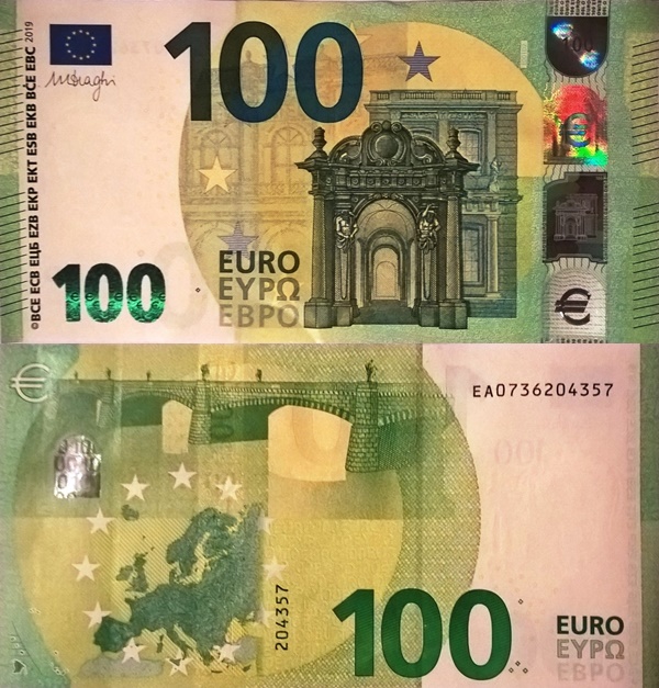 Emisiunea 2019 - 100 Euro (Semnătură Mario Draghi)