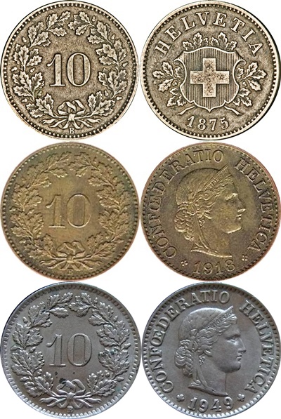 Confederație - 1850-2024 - 10 Rappen