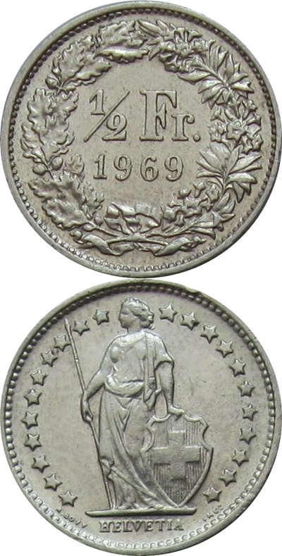 Confederație - 1850-2024 - 1/2 Franc