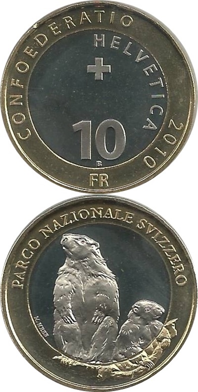 Confederație - Comemorative 2001-2019 - 10 Franci (Bi-metal)